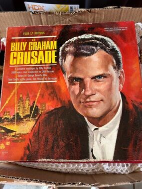 vintage 1962 "A Billy Graham Crusade" four-LP vinyl record box set